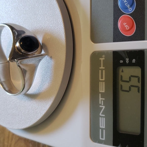 Vintage Mexican Taxco  Modernist Style Onyx and Silver Hinge Bracelet - Picture 9 of 10